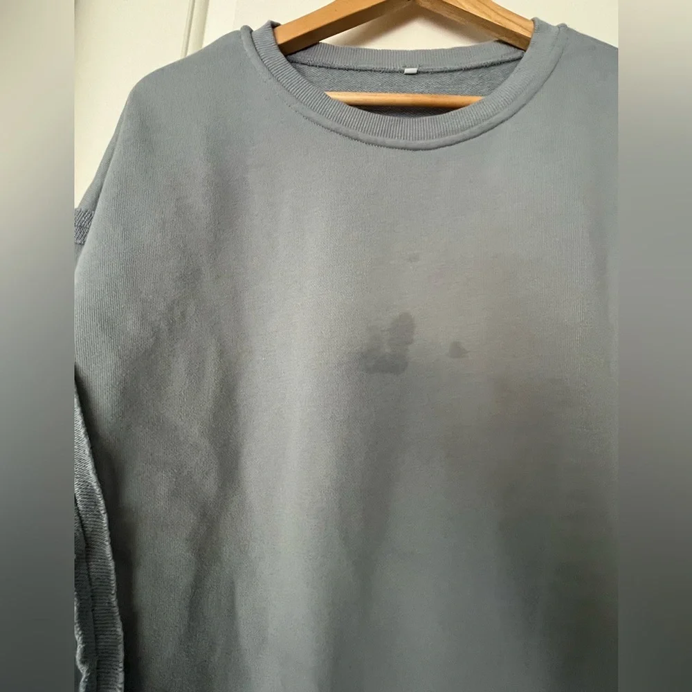 Camden Sweatshirt Beaully Oversized Crew Neck Long Sleeve Side Slit Pullover L - Picture 3 of 4